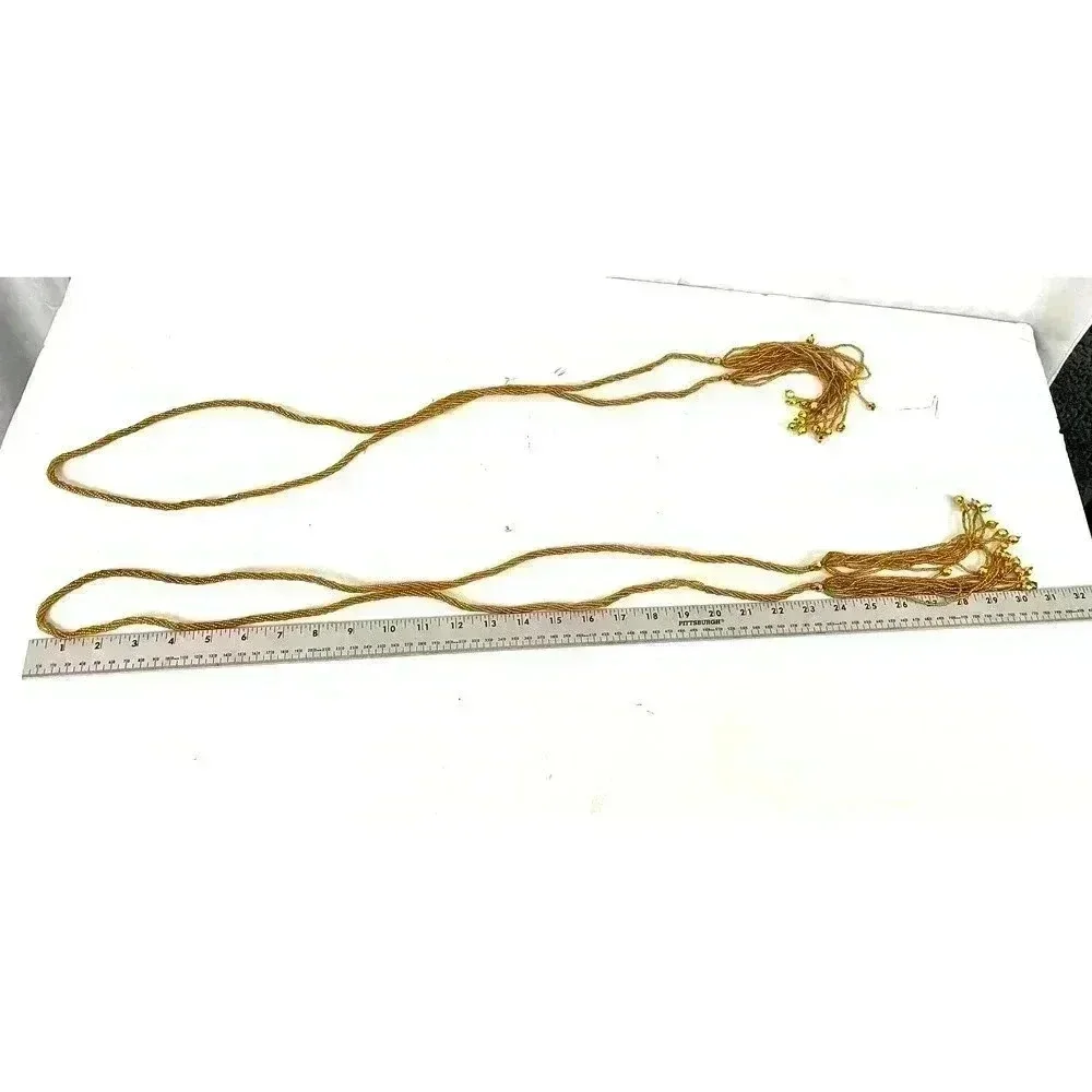 VTG Golden Yellow Mini Seed Bead Tassels - 2 Pc 60